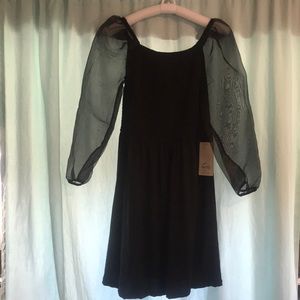 Collins 205 Mini dress w/see thru long sleeve NWT